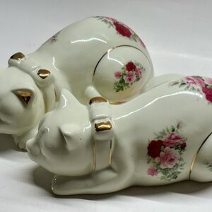 Vintage Set of  2 Formalities by Baum Bros. Figurines porcelain Sleeping  Cats